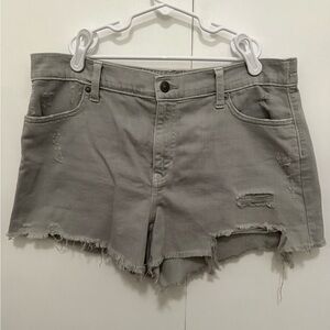 Aerie Distressed Grey Shorts with Stretchy Waistband, Size Medium